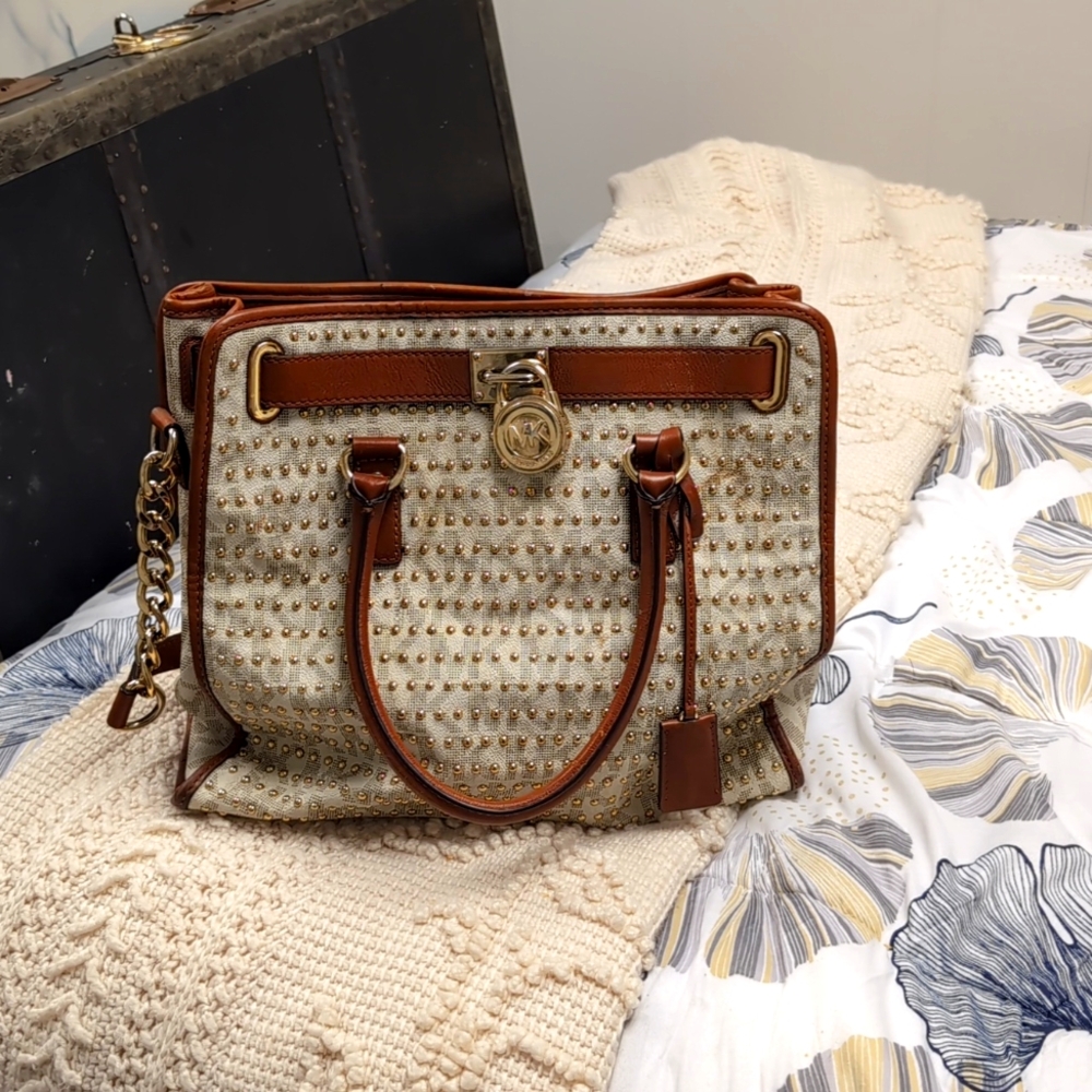 Michael Kors Large Hamilton Vanilla Studded Rare